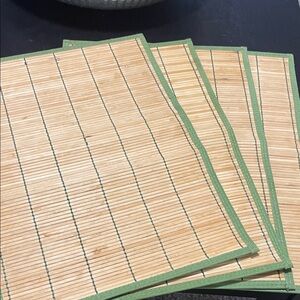 Set of 4 Bamboo Placemats with Green Trim